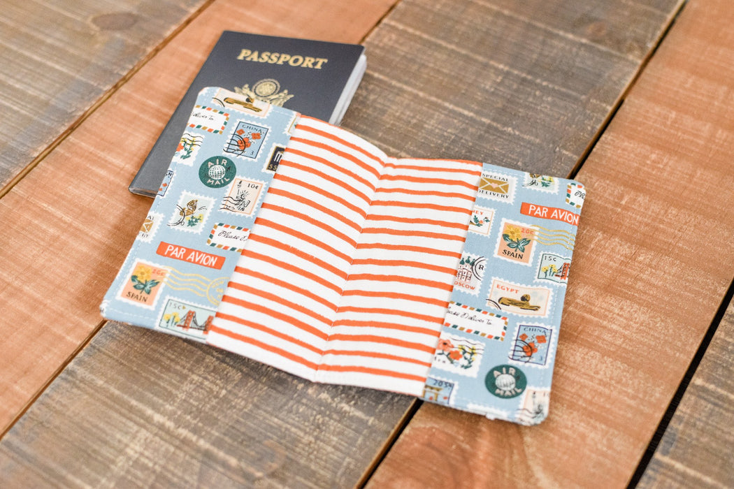 Blue Stamps Passport Cover