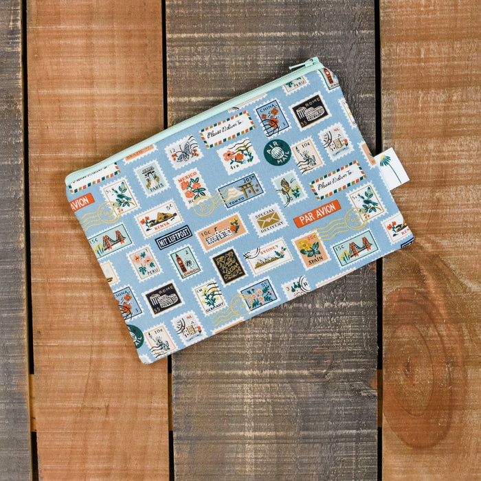 Blue Stamps Zipper Pouch