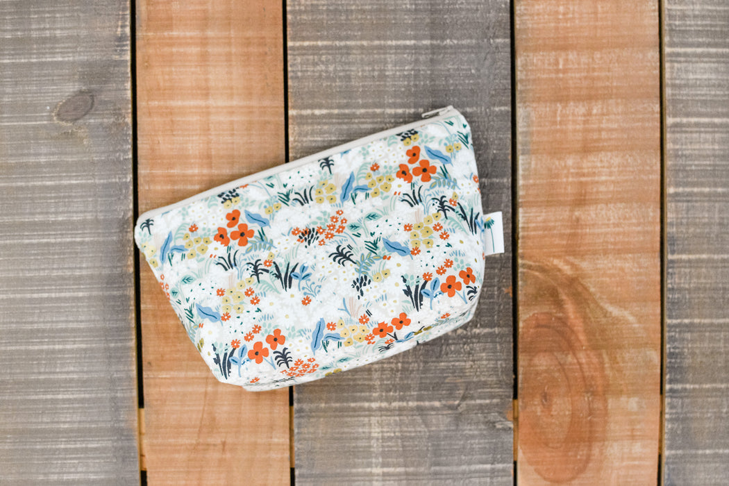Large Zipper Pouch in Flax Meadow